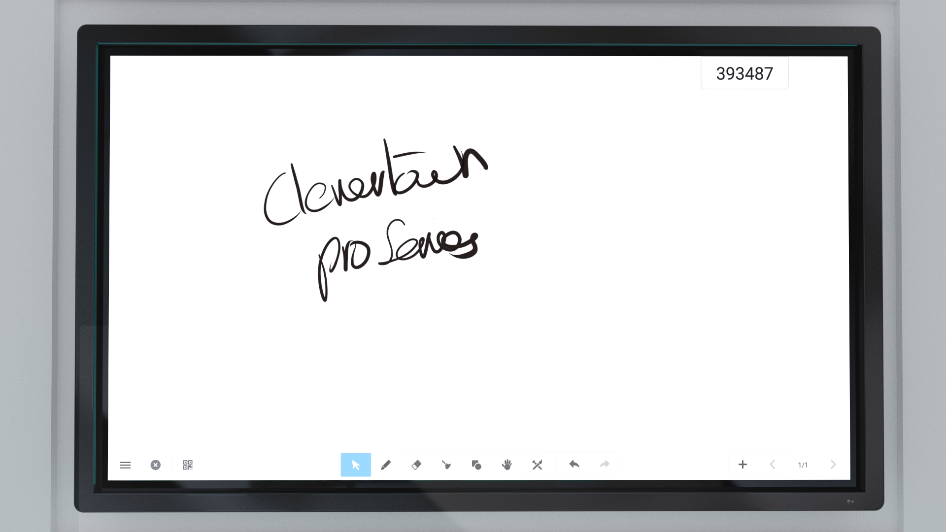 Handwritten notes on the Clevertouch whiteboard screen